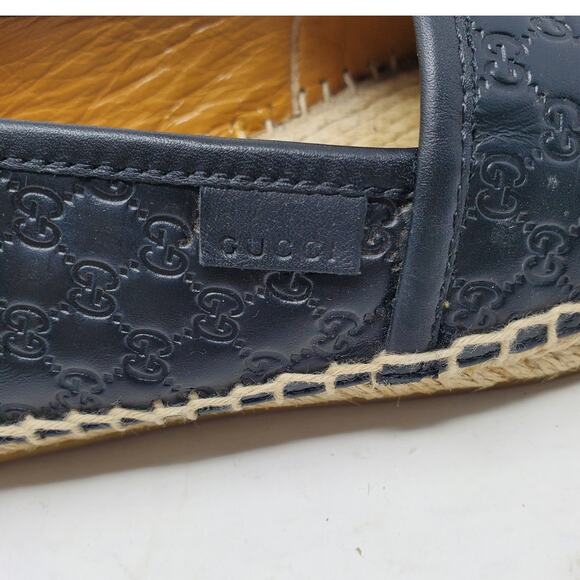 Gucci Microguccissima Signature Espadrilles Leather Black Spain Size 37.5 US 7.5 - Picture 12 of 14